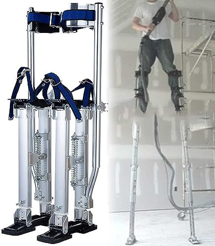 FJAUOQ Maler Stelzen Rbeitsstelzen FüR Maler Deckenbauer Stelzen Aluminium Professionelle Einstellbare Handwerkerstelzen Trockenbau Silver,30inch