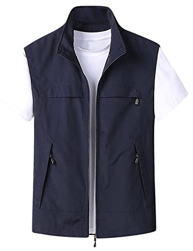 WOXIHUAN Gilet Sportivo Uomo Gilet Pesca Viaggio Tasche Gilet Sport Giubbino da Lavoro Cronista Caccia Fotografi All'Aperto Gilet Safari Giacche Senza Maniche