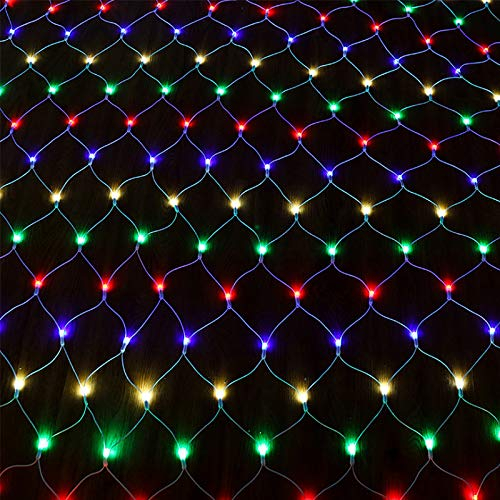 YUENFONG LED Lichternetz Lichterkettennetz 6×4m 480 LEDs Bunt-Lichtervorhang Innen und Außen mit 8 Leuchtmodi, Weihnachtsbeleuchtung P44 Wasserdicht Dekoration, für Weihnachten Hochzeit