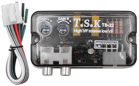 Convertidor de Audio para coche, Adaptador convertidor de nivel de altavoz de línea de frecuencia ajustable de alta a baja estéreo RCA con Cable de Control