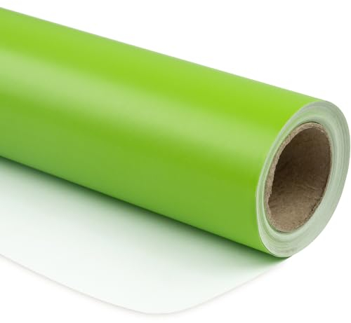 RUSPEPA Papier d'emballage Vert Citron Couleur Unie pour Noël, Mariage, Anniversaire, Douche, Félicitations et Vacances - 44,5 cm x 10 m