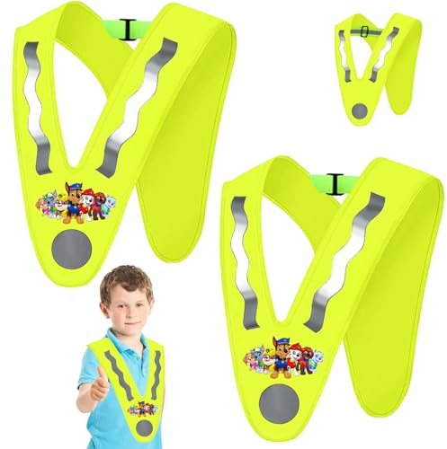 YOUYIKE Warnweste kinder, 2 Stück Warnweste kinder 1-3 jahre, V-Form Reflektorweste, Nacht Signalkragen Verkehr, Kinder Warnschutzweste für Outdoor Laufen Radfahren