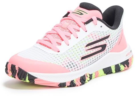 Skechers Women's Viper Court Pro Pickleball Sneaker, White/Multi, 8.5