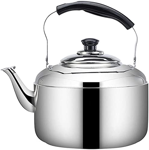 GaRcan Bollitore per Piano Cottura a fischio a induzione Bollitore in Acciaio Inossidabile Bollitore da Campeggio con infusore per fornello a Gas a induzione (Argento 6L)