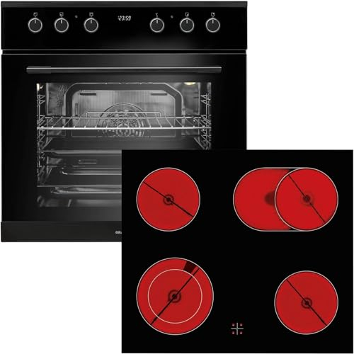 Oranier Herd Set EBH330 Einbau 9 Funktionen & Glaskeramik Kochfeld ohne Induktion KFH110 - herdgebunden - mit Bräterzone & Zweikreiszone