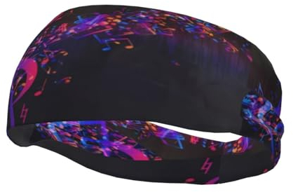 Buntes Galaxie-Musiknoten-Armband für Herren und Damen, elastisches Sportschweißband für Laufen, Angeln, Fitness, Yoga