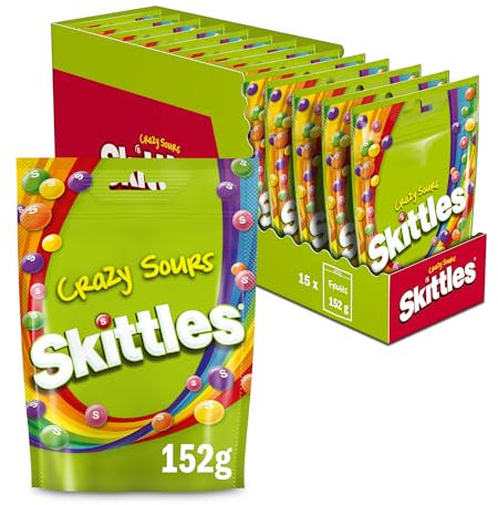 Skittles Caramelos ácidos Masticables en Bolitas de frutas (pack de 15 x 152g)