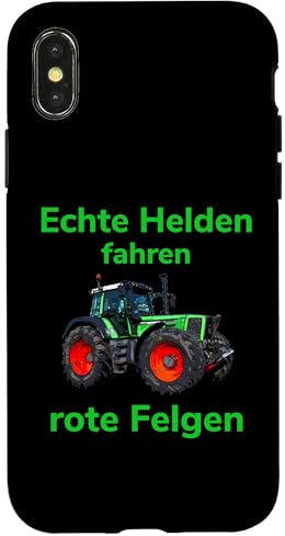Hülle für iPhone X/XS Traktor Landwirt Trecker Echte Helden fahren rote Felgen