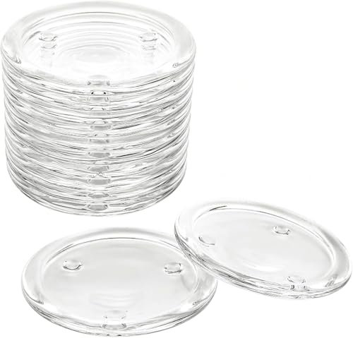 LDXDRU 12 posavasos de cristal de 10 cm, portavelas para velas de pilar, platos transparentes para velas de pilar, portavelas de cristal, posavasos para bodas, fiestas, decoración del hogar