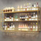 GWLQRTXV Übergröße Weinregal Wand 150CM mit LED Licht mit glashalter Metal, Faschenregal Flaschenhalter mit Beleuchtung Modern für Küche Bierbar Cocktailbar Bars Bistros Kneipen Golden