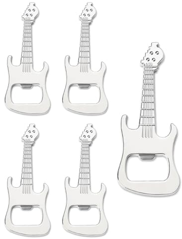 HSIXHAF 5-teilige Gitarren-Flaschenöffner aus Edelstahl, Musikliebhaber Geschenke für Männer, Bandmitglieder, Bar