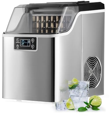 CREWORKS Maquina para Hacer Hielo 22KG/24H Máquina de Hielo para Casa 24PCS con Panel de Control, 160W Maquina Hacer Hielo Portátil para Hogar, Oficina, Bar, Restaurante