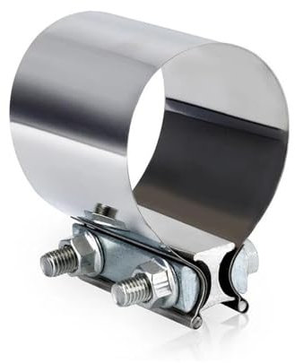 Exhaust Tail Throat 2.0 2.25 2.5 3.0 4.0 Exhaust Clamp Stainless Butt Joint Band Clamp Exhaust Sleeve 304 Stainless Steel Pipe Clamp Butt Joint Tailpipe Tip(4.0inch)