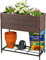 Greenfields 2 Tier Raised Garden Bed - Rattan Wicker Plant Bed Elevated Portable Planter Box with Tool Storage Shelf for Herbs, Vegetables, Fruits and Herbs - 70cm (H) x 70cm (W) x 30.5cm (D)