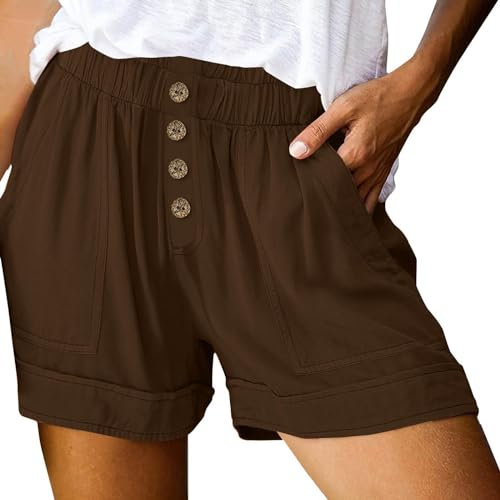 Chanpning Kurze Hose Damen Sommer Baumwolle Leinen Shorts für Freizeit Festivals Radunterhose Damen Hosen Sommerhose Shorts Damen Elegant Schwarz Kurze Hose Damen Sexy