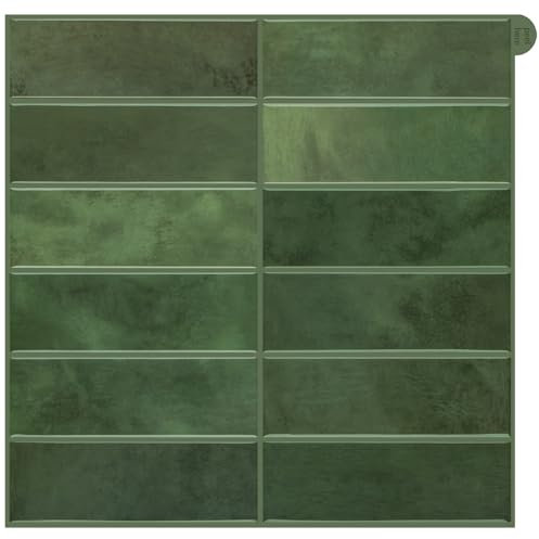 Alwayspon 10 Sheet 12''x12inch Green 3D Vinyl Wall Tile Sticker Transfers, Peel and Stick Self-Adhesive Waterproof Splashback Stick on Tile Decals for Kitchen Bathroom Wall