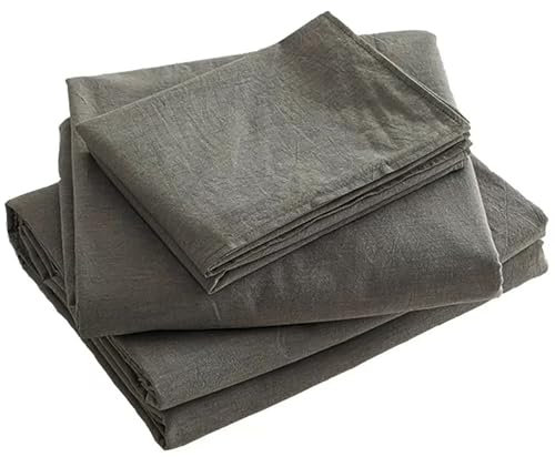CHUFFED Leinen Bettlaken 100% Leinen Stonewashed Laken Atmungsaktive Bettwäsche für Bauernhäuser,Soft Washed Finish Bettlaken nur 1 Bett Laken (150cm x 250cm, Dunkelgrau)