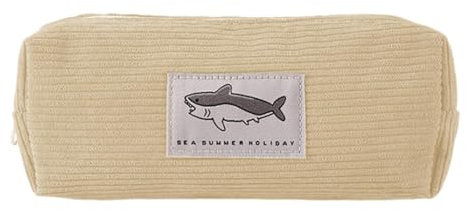 Federmäppchen | Federmäppchen mit Tiermotiv | Hai-Etui mit großer Kapazität | Tragbares Federmäppchen, niedliches Federmäppchen für Stifte, Bleistifte, Filzstifte, Radiergummi, Buntstifte, Beige Gelb,