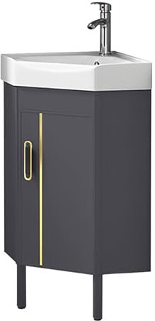 SXSYTR Eckwaschbecken, Dreieckiges Wandwaschbecken, Badmöbel Set für Kleine Bäder (43cm, Weiß)