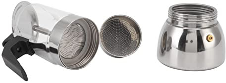 Zisemeil Moka, in vetro, moka, in acciaio inossidabile, resistente al calore, portatile, macchina da caffè classica italiana per casa e bar (300 ml)