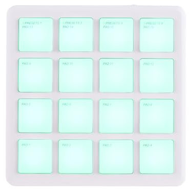 YIWEOG MIDI-Controller-Pad, 16 Anschlagdynamische RGB-Hintergrundbeleuchtungspads, MIDI-Keyboard-Beat-Maschine, BT-Verbindung, Tragbares MIDI-Pad, DJ-Musik-Arrangement,