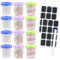 Lot de 12 Pots en Plastique Transparent avec Couvercle, 120ML, Boîtes Alimentaires Graduées Réutilisables, inclus Autocollants et Marqueur pour Conservation des Aliments, Yaourt, Sauce, Congélateur