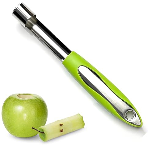 Vaciador de Manzana, Descorazonador de Manzanas,Corazones Manzana con Mango, Hoja Dentada de Acero Inoxidable, Saca Corazon Manzana, Apto para Hogar y Cocina(Verde)
