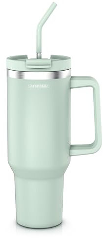 arendo Botella Agua Termica con Pajita 1,2L, Tumbler Taza Termica para llevar, Termo conserva el frío 12h y el calor 6h, Vaso Termico Sin BPA, Botella Agua Acero Inoxidable con Pajita y Cepillo