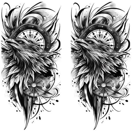 Lot de 2 feuilles de tatouage temporaire Aigle Tattoo Oiseau de proie Tattoo Eagle Tattoo NAG114x2