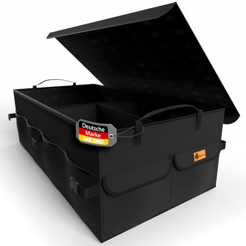 BigDean Premium Kofferraum Organizer faltbar mit Deckel – robuster Auto Organizer mit doppeltem Boden