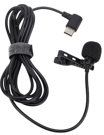Plyisty Microphone USB C, Micro Lavalier de Type C, Micro à Clip de Revers Externe pour Recoding, Vlogging, Classe en Ligne, Streaming en Direct