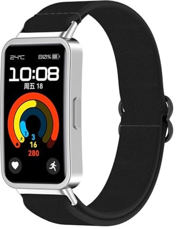 HOMTERN Straps Compatible with Huawei Band 10/Band 10 NFC, Band 9/Band 9 NFC,Band 8/Band 8 NFC, Flexible Nylon Durable Smartwatch Watch Replacement Bands for Women and Man,Black