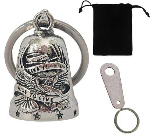 Campanella guardian bell Portafortuna Moto Cuore Alato Protezione Motociclista Biker Triker, Amuleto Fornito in Custodia Regalo in Velluto,Stile aquila volante