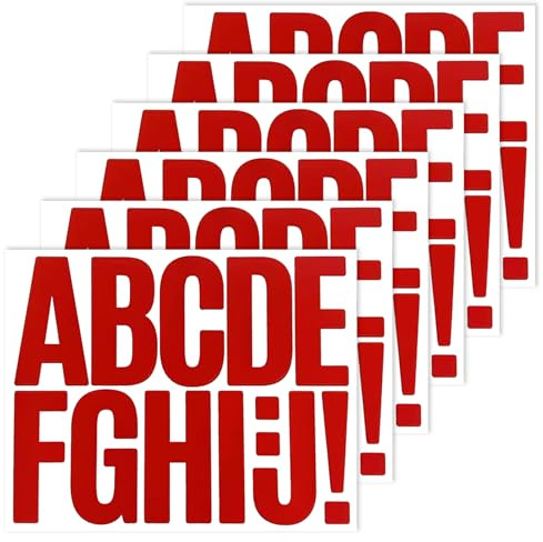 72 Pieces Self-Adhesive 3 Inch Letter Stickers, Vinyl Alphabet Sticker for Mailbox, Signs, Bulletin Boards - 6 Sheets Red