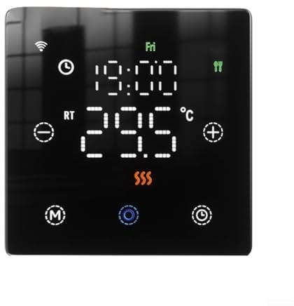 Digital Programmable Thermostat with WiFi for Gas Boilers Enables Remote Temperature Control and Smart Home Integration (Black)