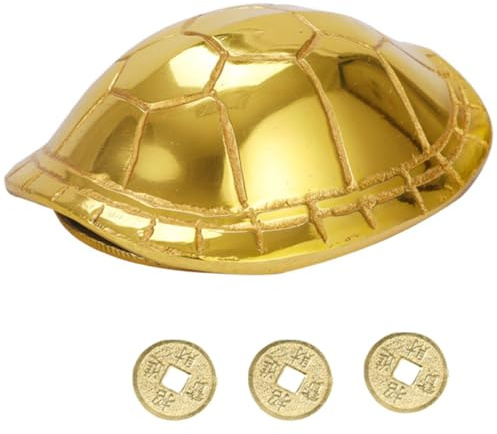 Toddmomy Ornement en Cuivre Carapace de Tortue Divinatoire Petite Taille, Accessoires pour Jeu de Divination Traditionnelle Chinoise, Décoration Artisanale pour Bureau, Présent Feng Shui