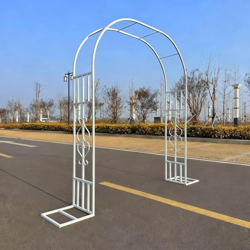 Wetsfgdg Rosenbogen Aus Metall Stabil Dekorative Rankbogen Rankhilfe für Kletterrosen Ideal als Torbogen oder Gartendeko Rostfrei & belastbar-Weiß-C(L220xW40xH230cm)