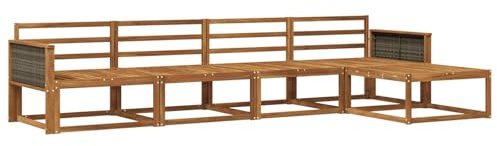 vidaXL Outdoor-Sofagarnitur 5 pcs Natur Massivholz Akazie, Gartenmöbel Set, modern, wetterfest, Sitzgruppe, Ecksofa, Akazienholz, braun, modulare Lounge