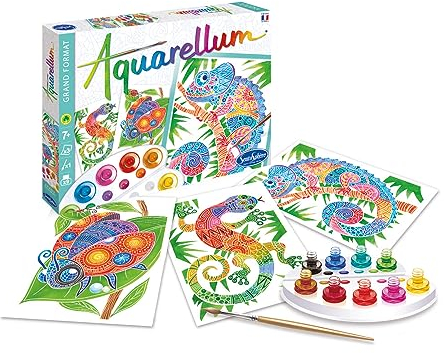 Sentosphere SEN6392 3906392 Kit de peinture aquarelle pour enfants Animaux Grand modèle de peinture Kit créatif DIY 15 pièces