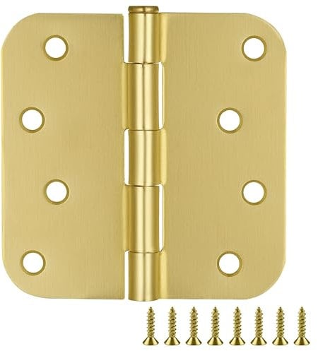 Design House 181586 8-Hole 4 x 4, 5/8 Radius Door Hinge, Satin Brass, 10-Pack Standard