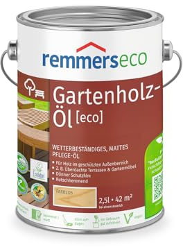 Remmers Gartenholz-Öl [eco], farblos, 2,5 Liter, Wetterbeständiges, mattes Öl, aussen und innen, optimal für Terassen & Gartenmöbel, rutschhemmend