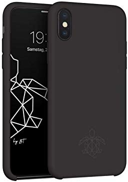 turtleandcase Silikonhülle für iPhone XS Max (6,5) - Liquid Silicone Case - Kostenloses Panzerglas - Silikon Schutz - Kratzfestes Mikrofaserfutter Schutzcase (Schwarz)