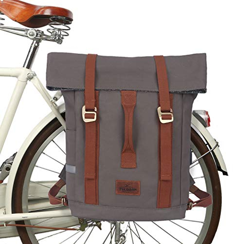TOURBON Waterproof Canvas Bicycle Bike Laptop Pannier Backpack Travel Daypack School Bag For Outdoor Travel Riding