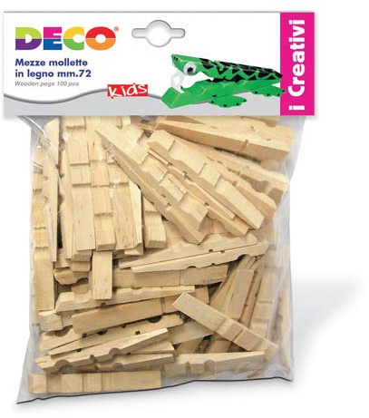 CWR 5 x, Mezze Mollette in Legno da 72 mm, Busta da 100 Pezzi - Confezione da 500 Pezzi