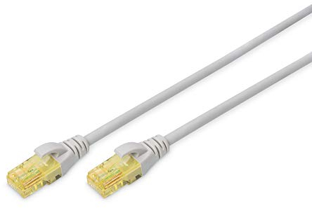 DIGITUS LAN Kabel Cat 6A - 1m - RJ45 Netzwerkkabel - U/UTP Ungeschirmt - Kompatibel zu Cat-6 & 7 - Grau