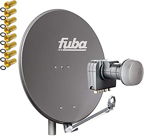 Fuba DAL 804 A Sat Satelliten Anlage Alu Anthrazit Schüssel Quad LNB DEK 417 4 Teilnehmer HDTV 4K 3D kompatibel