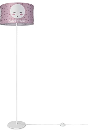Paco Home Stehlampe Kinder Mädchen Junge Leselampe Kinderzimmer Lampe Stehend Stehleuchte Lampenschirm Stoff Rund E27 Mond Sterne Babyzimmer