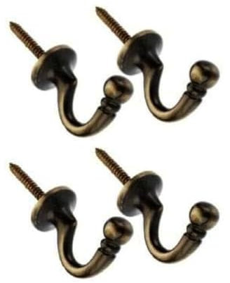 SISI UK® 4 Pack Curtain Tie back Hooks U Ball End Curtain Holdbacks Heavy Duty Curtain Tie Band Rope Hook Door Wall Clothes Coat Hangers Hooks (Antique Brass)