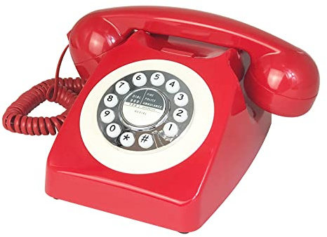 TelPal Telefonkabel im Retrostil, 80er-Jahre-Stil, Rot