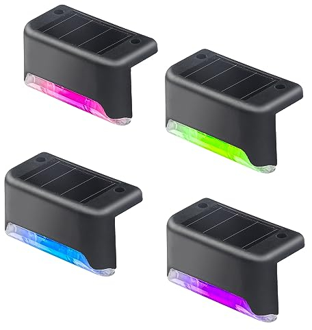 jindaaudio Lampes solaires pour marchepied, éclairage d'extérieur à énergie solaire avec capteur pour marches, lampes solaires étanches, lampes solaires pour marches de terrasse, lampes d'extérieur à